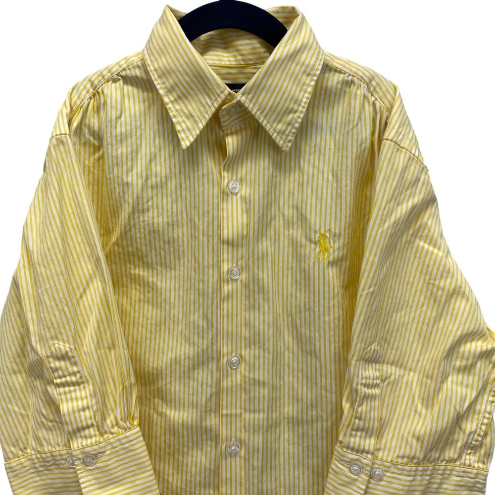 Ralph Lauren Sport Striped Button Down Womens 6 Yellow White‎ Long Sleeve Pony